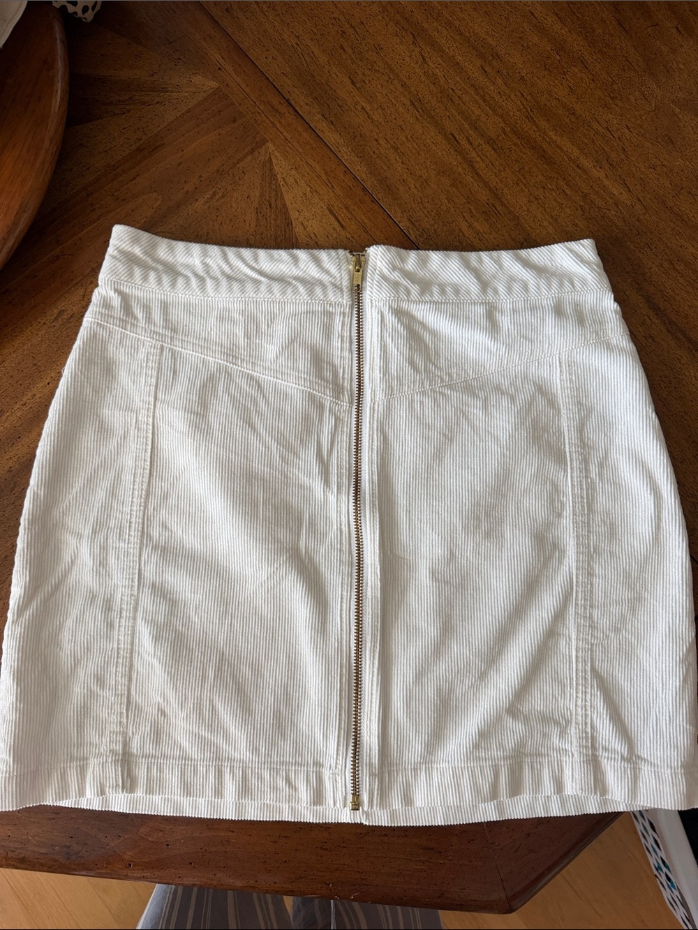 wild fable White Corduroy Mini Skirt with Front Gold Zipper